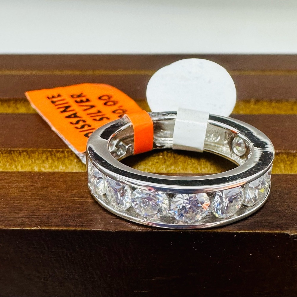 2.25CT Round Moissanite Full Eternity Wedding Band Ring 925 Sterling Silver Sz 6